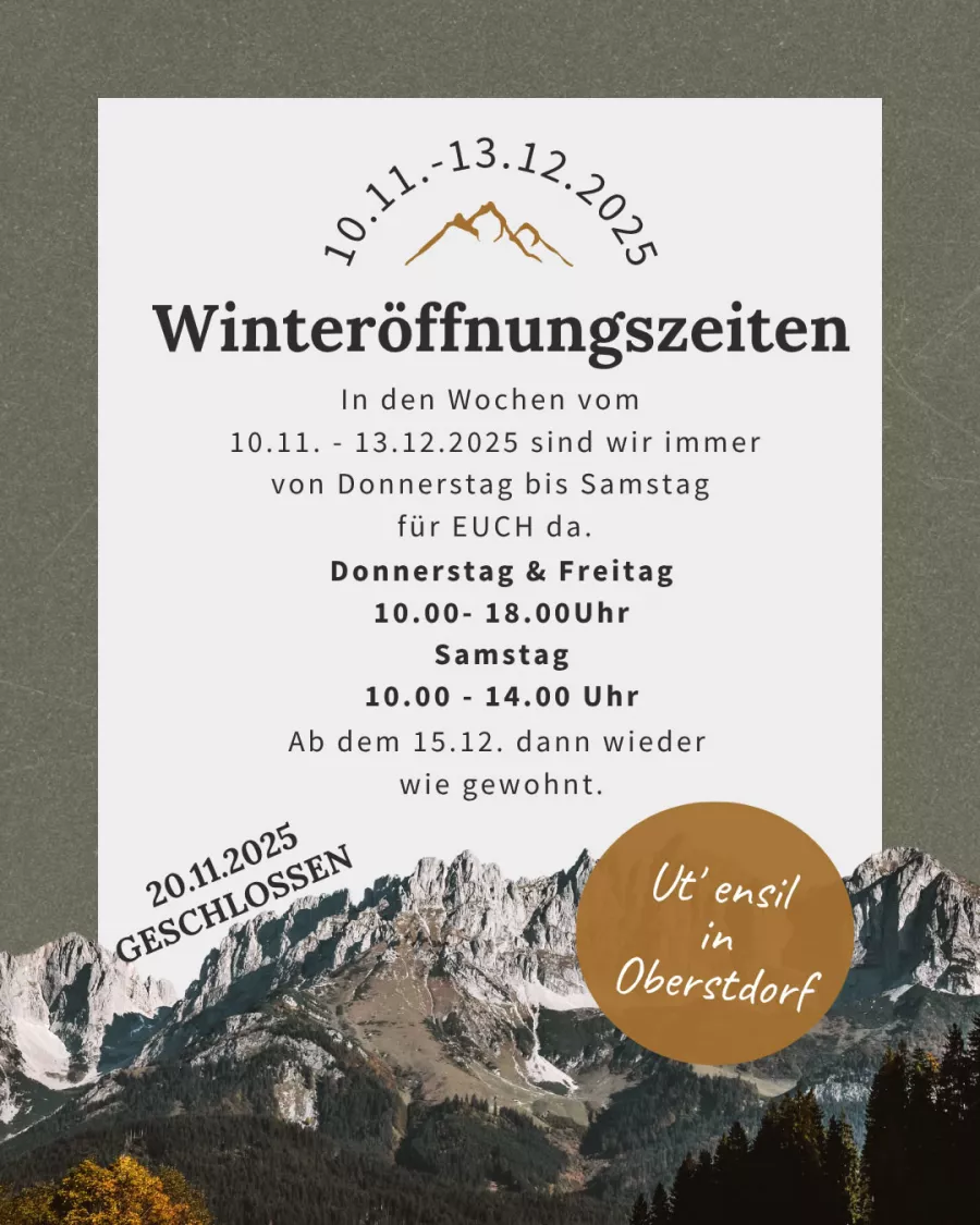 Winteröffnungszeiten 2025